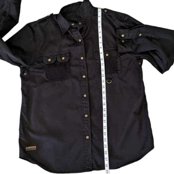 Lauren Ralph Lauren Button Up Shirt Field Shirt Black Long Sleeve Size Large - Picture 3 of 14